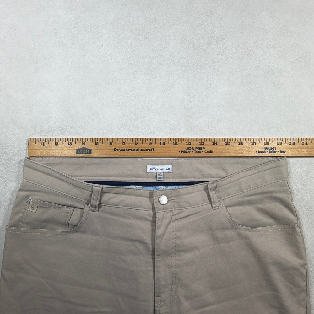 Peter Millar Mens 38x32 Performance Five Pocket Pants Golf Khaki Tan‎ Beige - Picture 3 of 12